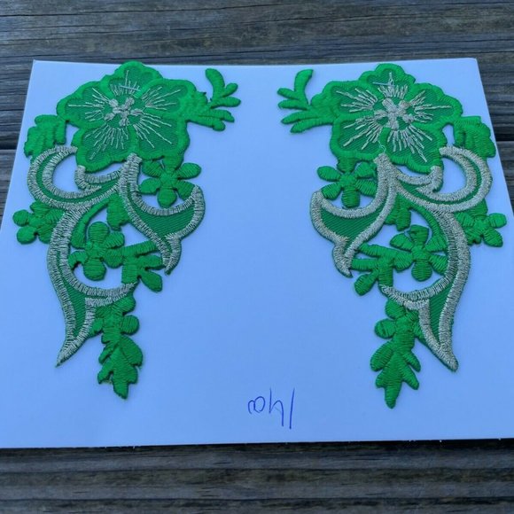 Iron Patches Craft Green Embroidery Applique Patches For Clothes Set of 2 - Picture 9 of 10